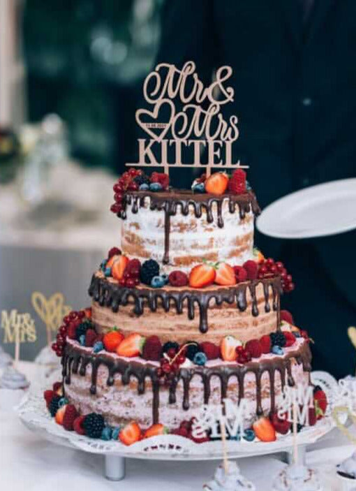 Personalisierter Hochzeitstorte-Caketopper, Mrs and Mr mit Datum