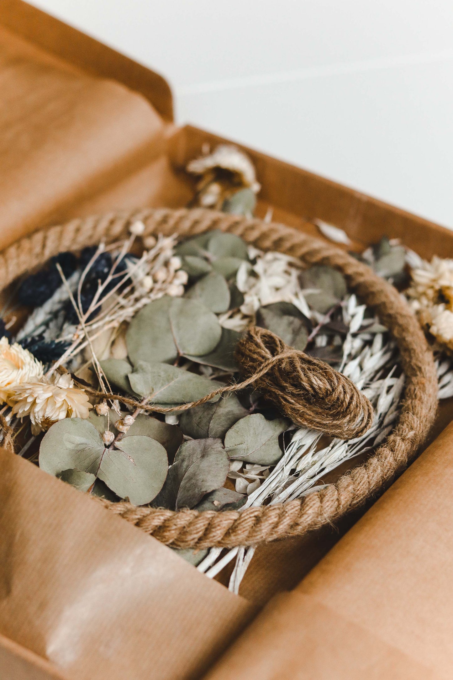 Trockenblumen Wandkranz DIY-Set, Jute Wildblumen