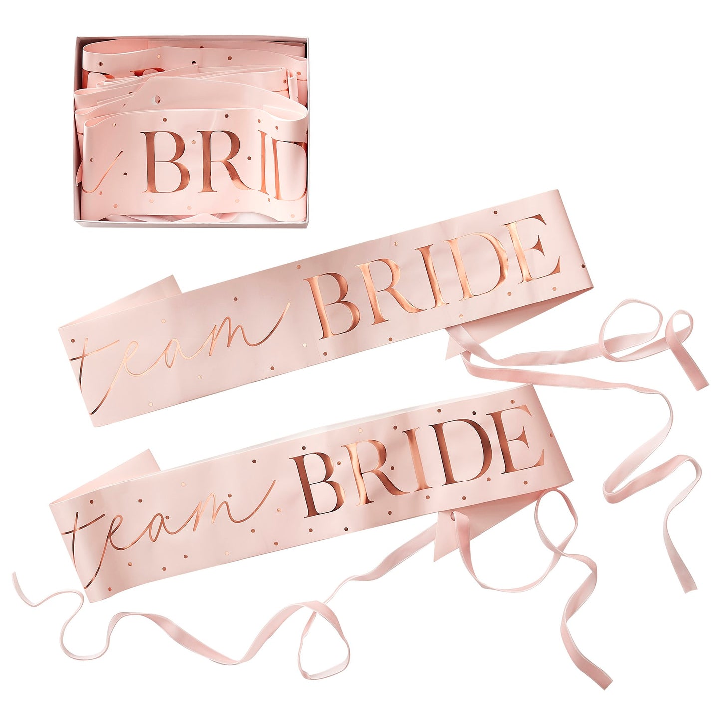 JGA 6 Schärpen in Rosa Roségold, Team Bride
