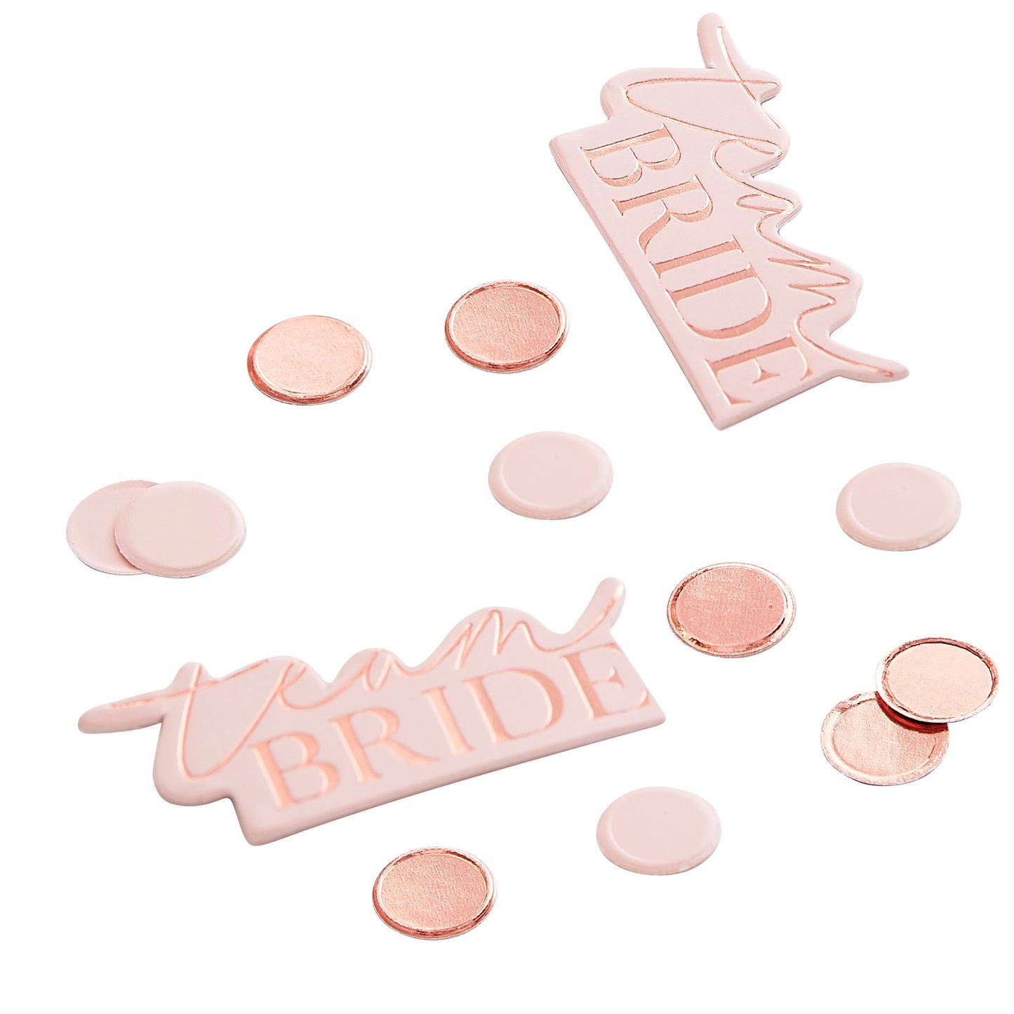 JGA Team Bride, JGA-Streudeko in Rosa und Roségold, Confetti