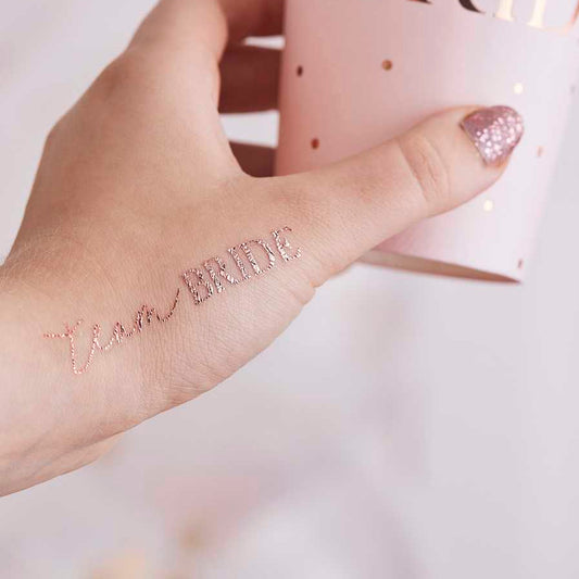 JGA Team Bride, rosegoldene temporäre Tattoos