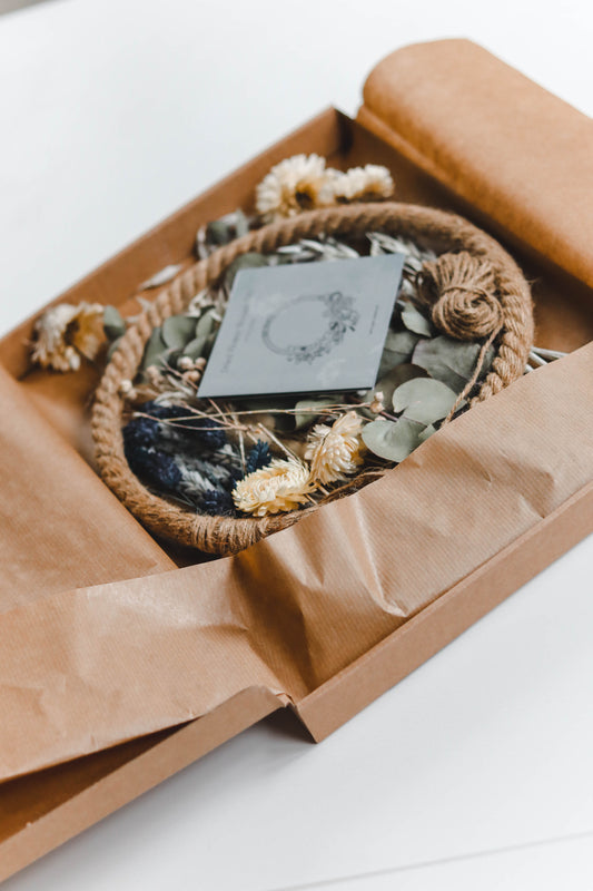 Trockenblumen Wandkranz DIY-Set, Jute Wildblumen